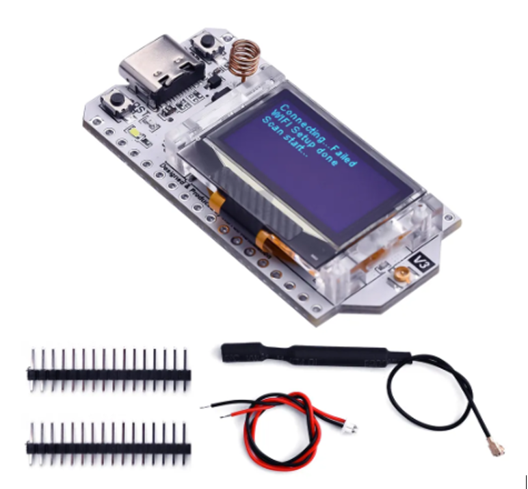 MakerFocus ESP32 Development Board WIFI Bluetooth LoRa Dual Core 240MHz CP2102 with 0.96inch OLED Display and 433/470MHz Antenna for Arduino (868/915MHz)